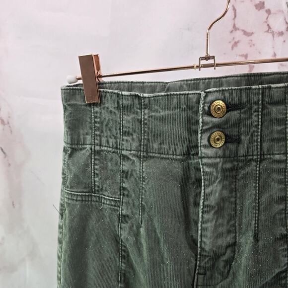 Free People Pants Womens 25 Green Corduroy High Rise Flare Bell Bottoms We The - Picture 2 of 13